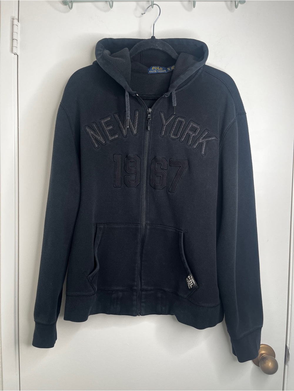 Polo Ralph Lauren Men’s NEW YORK 1967 711 5th Avenue Zip Up Hoodie, Black XL
